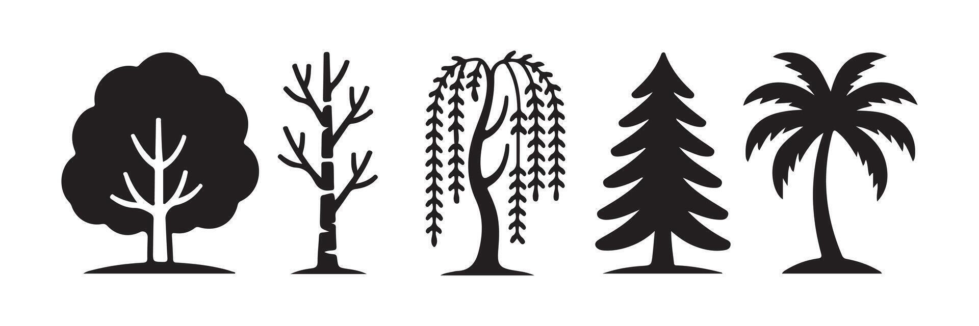 Trees icon set. Popular tree species collection. vector