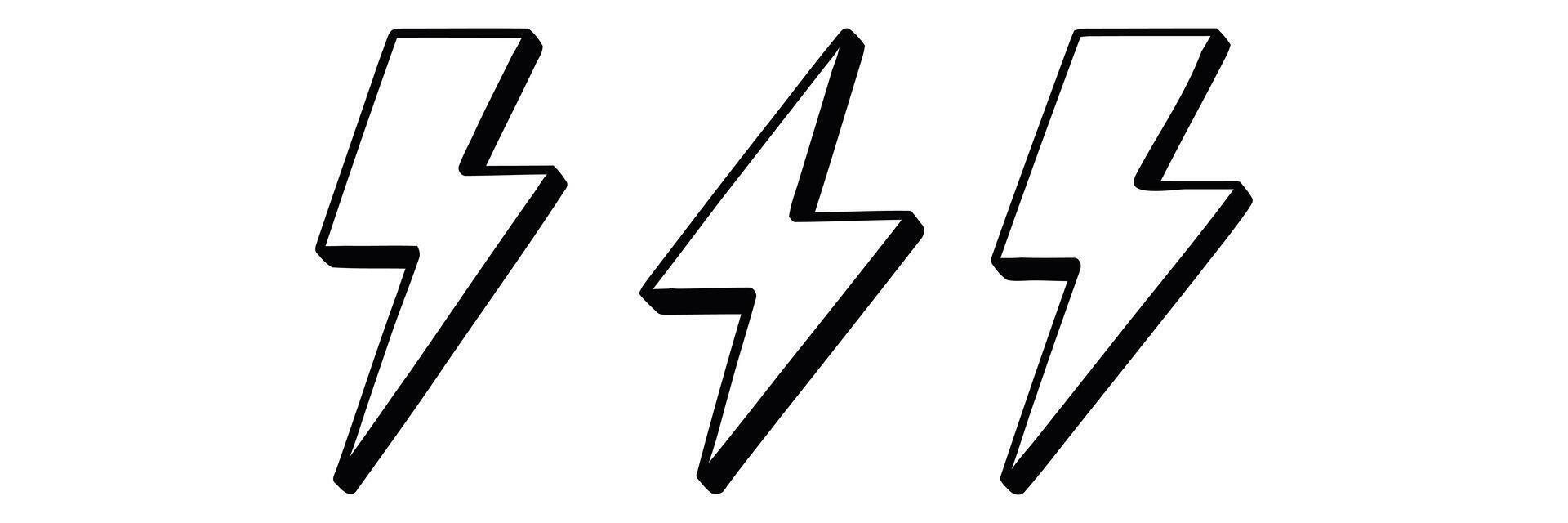 Flash Thunder Power Icon Set, Flash Lightning Bolt Icon. Electric power icon symbol. vector
