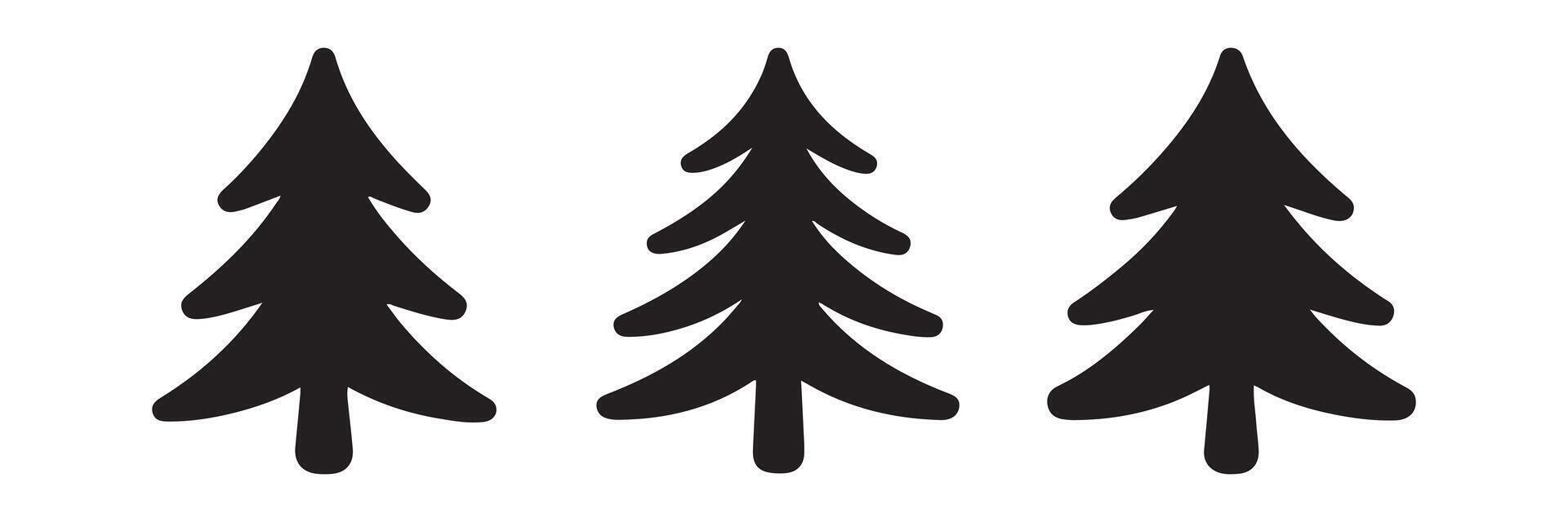 Minimalistic Pine Tree Icon Set. Pine Tree Silhouette vector