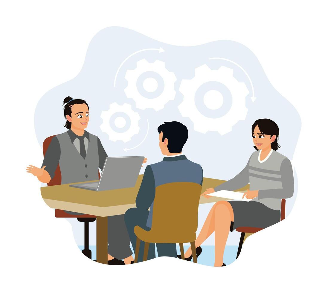 Professional businessmen consult with an attorney in the office. vector