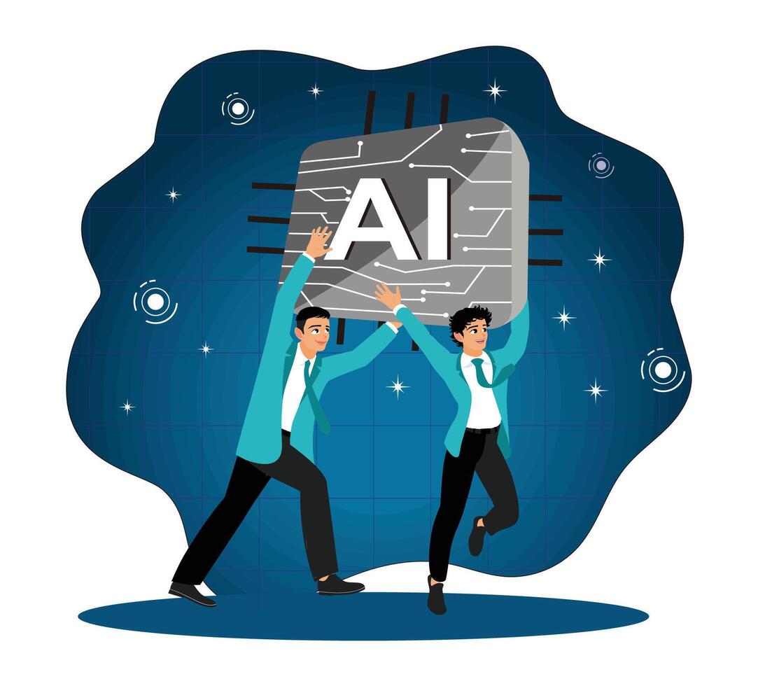 People are using AI to help and support work success. vector