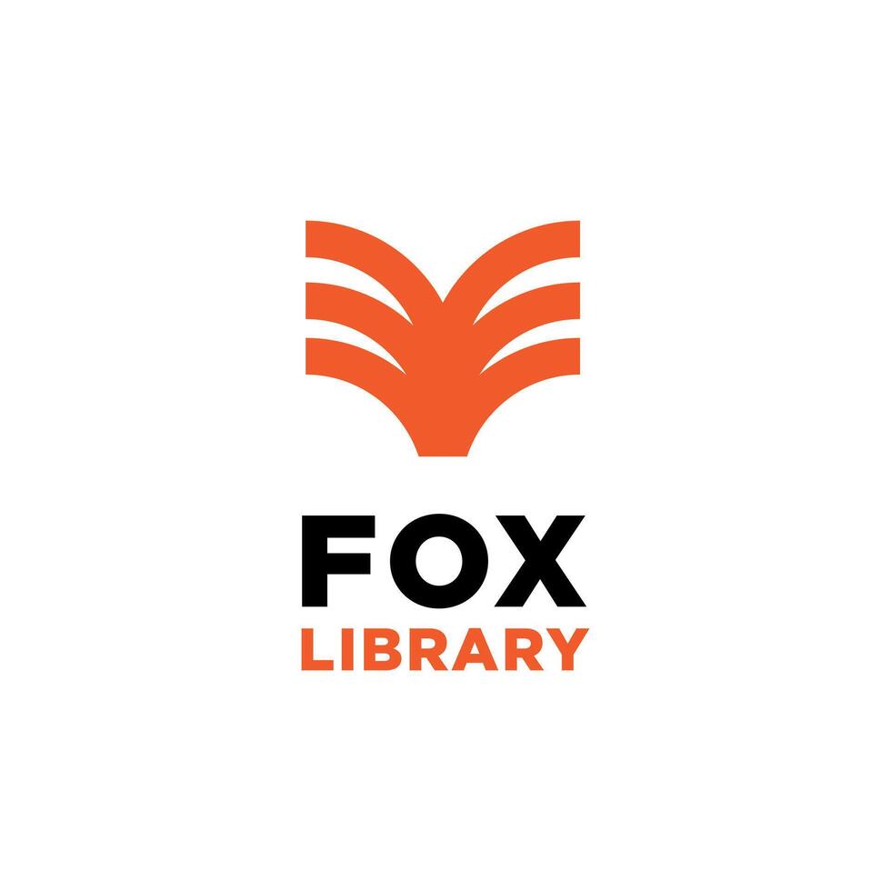 fox head with paper book logo design vector