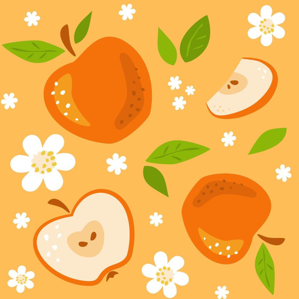 Apple orchard in bloom seamless pattern vector