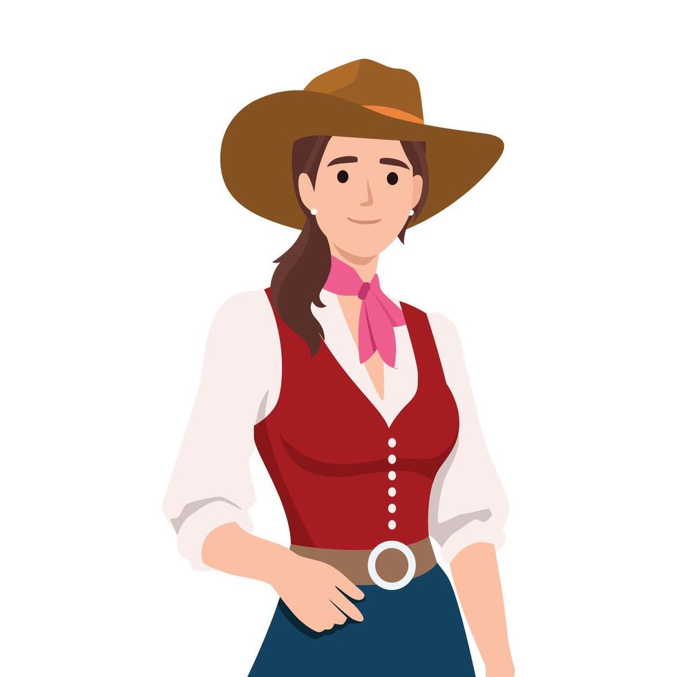 Cowgirl with Classic Western Style. vector