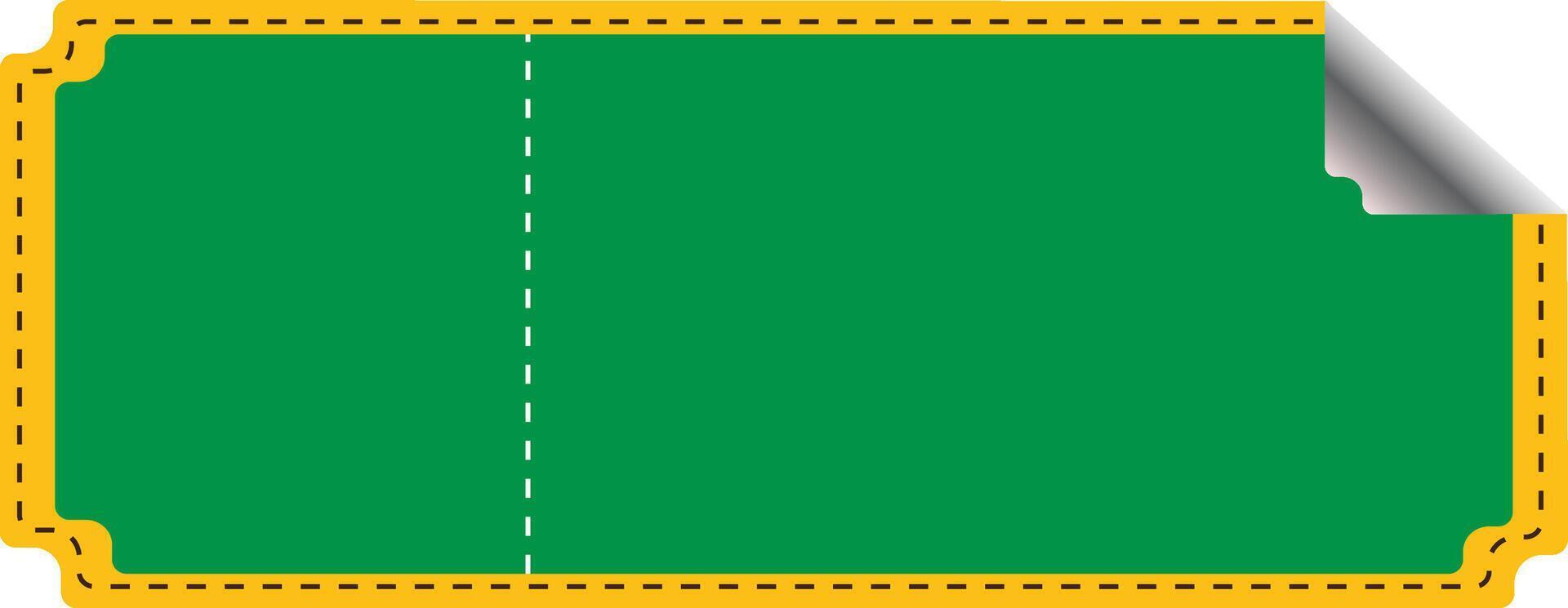 Folded sticker ticket green and gold vector