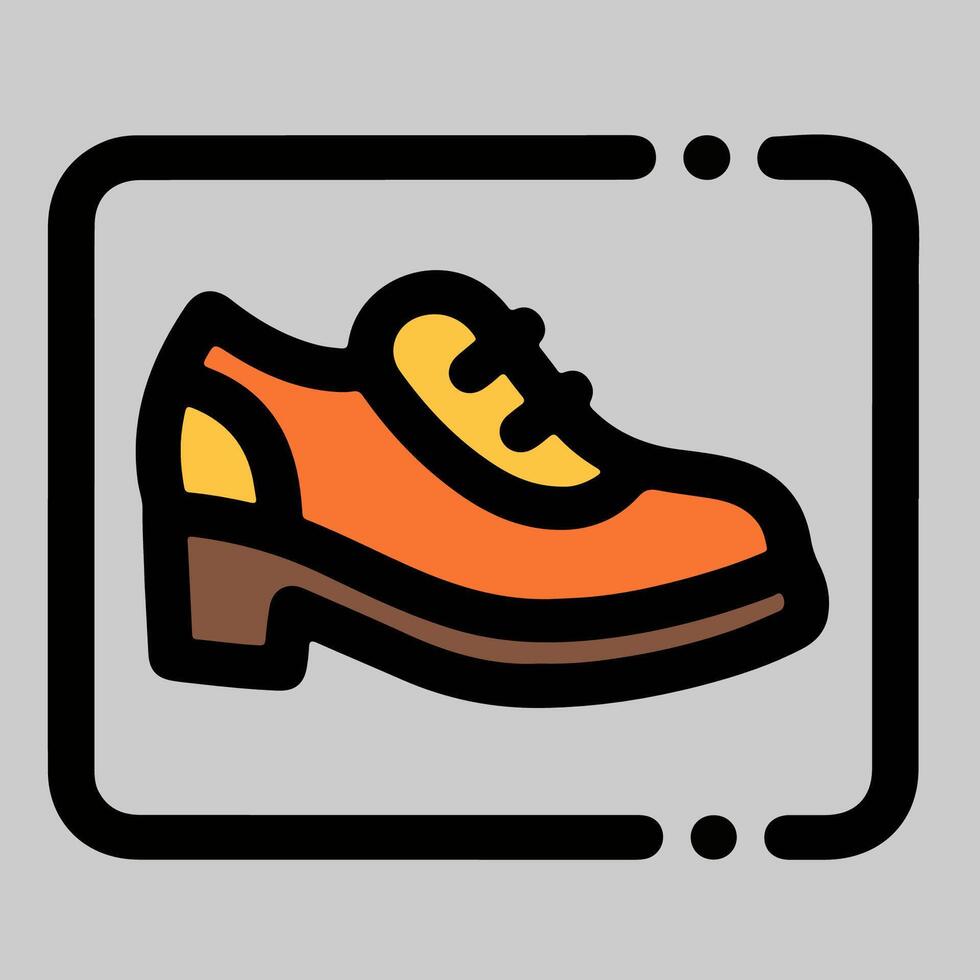 Classic formal oxford shoes icon in brown and yellow, elegant design for fashion elements, web assets, or mobile user interface illustrations. vector
