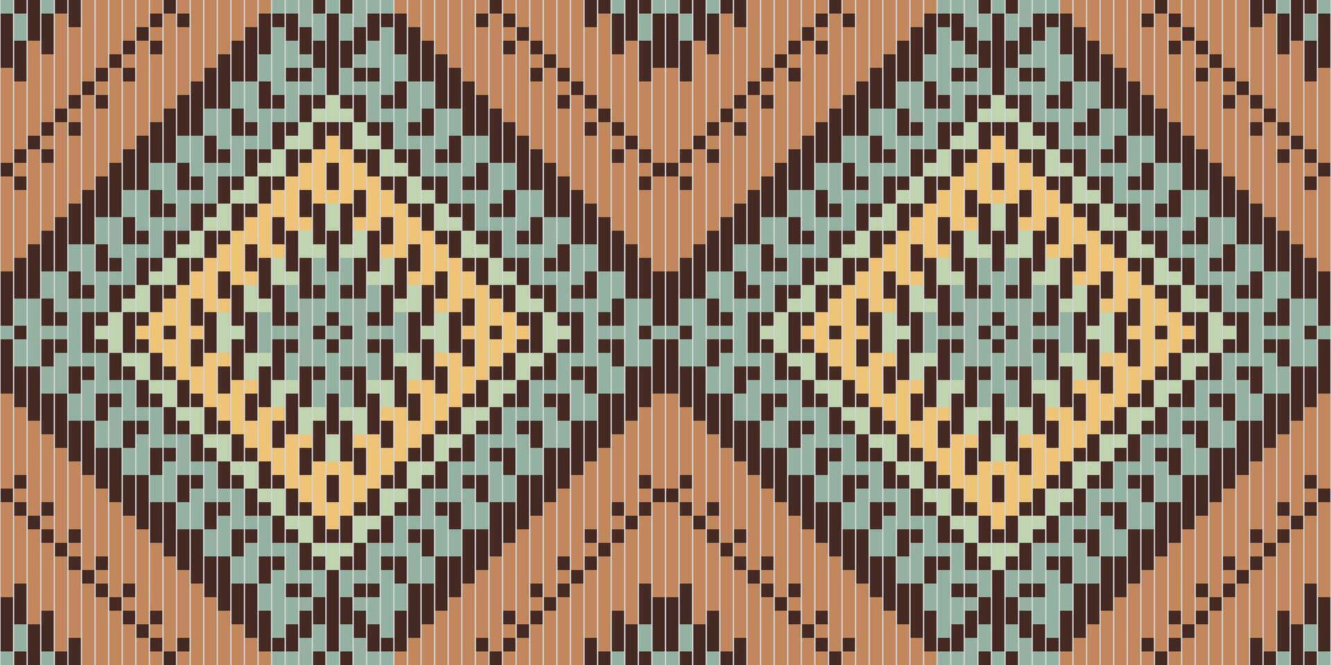 Navajo Abstract Geometric Pattern With Stripes Linesfolk Embroidery, Aztec Geometric Ornament Print. Design for Carpet, Wallpaper, Clothing, Wrapping, Fabric vector