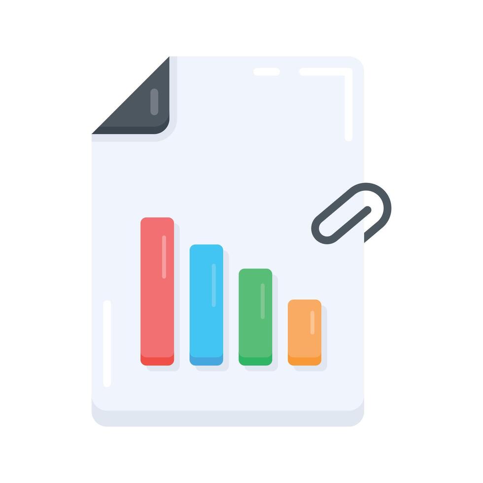 A flat style icon of file attachment with paperclip icon vector