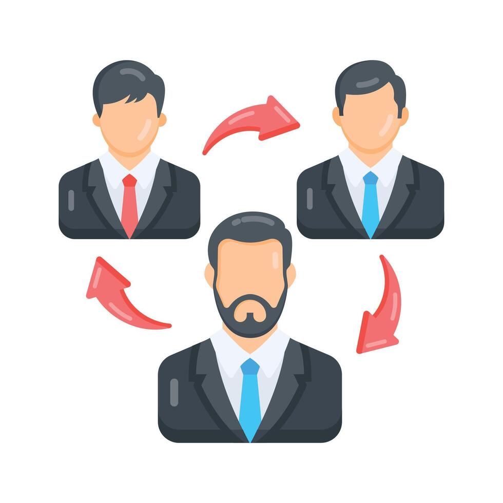 A flat icon showing employee exchange vector