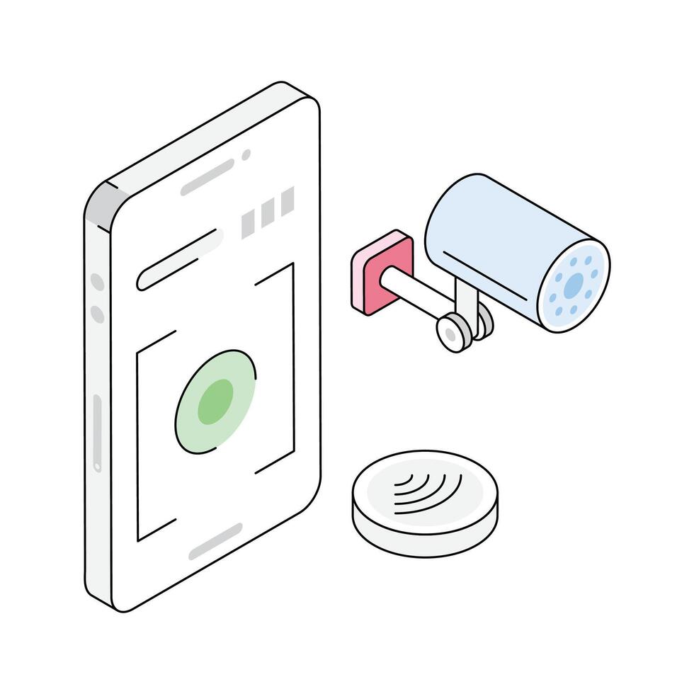 A captivating isometric icon for cctv recording vector