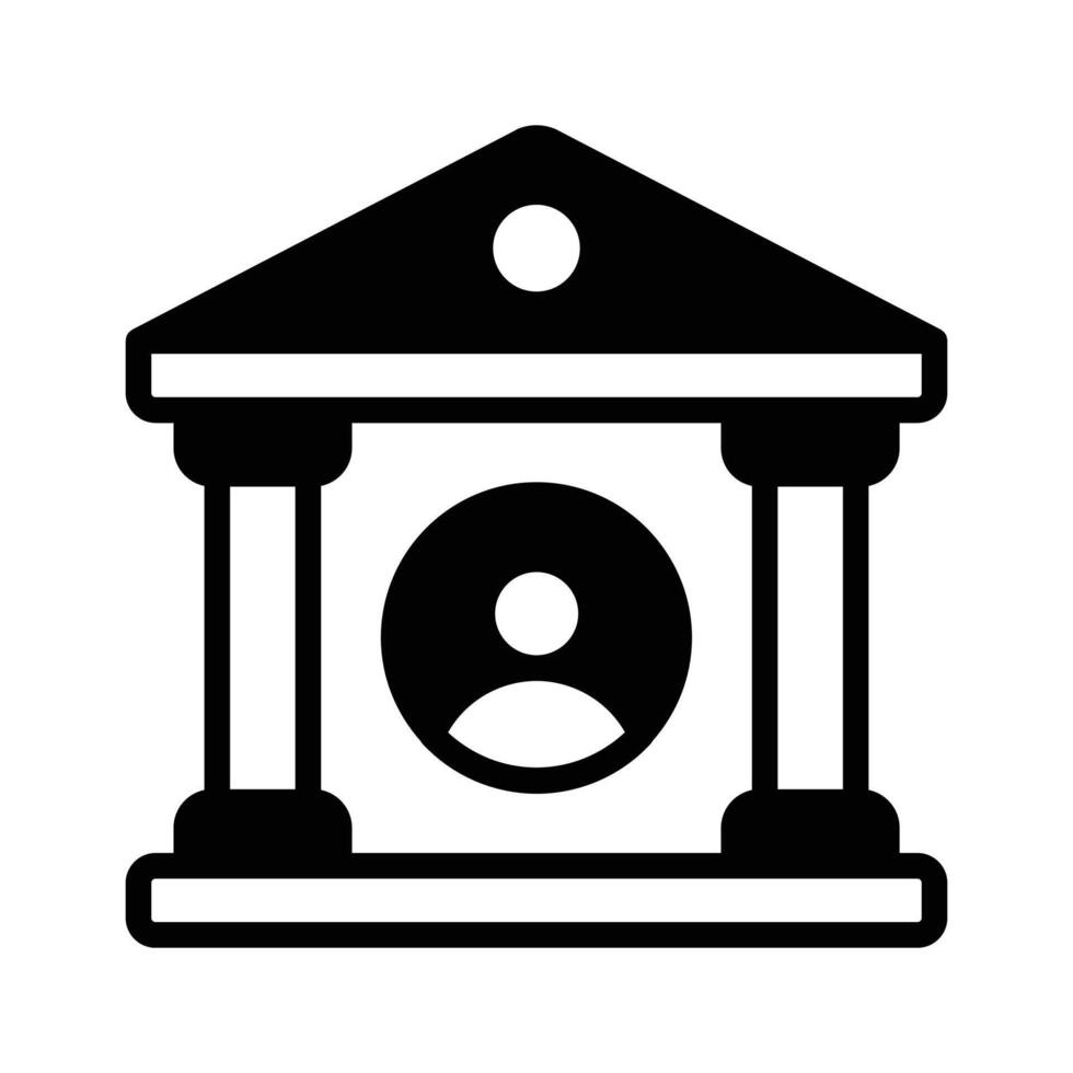A filled style icon depicting bank service building. vector