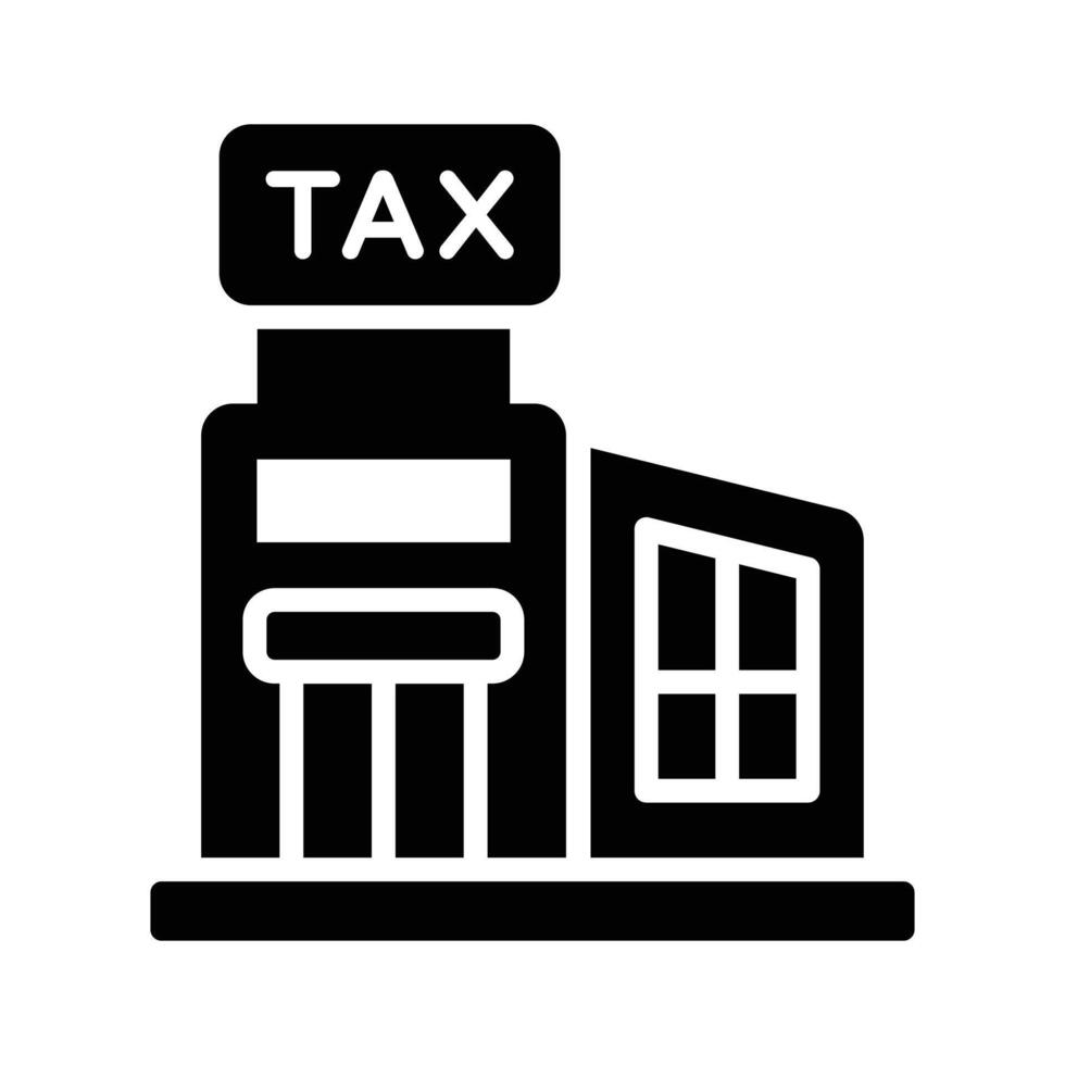 A glyph style icon showing tax office building vector
