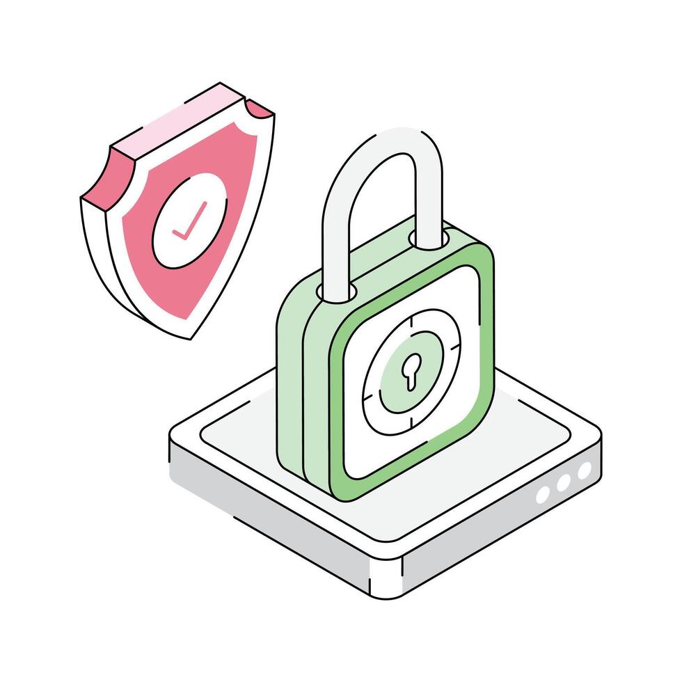 Check out this isometric icon of padlock security system vector
