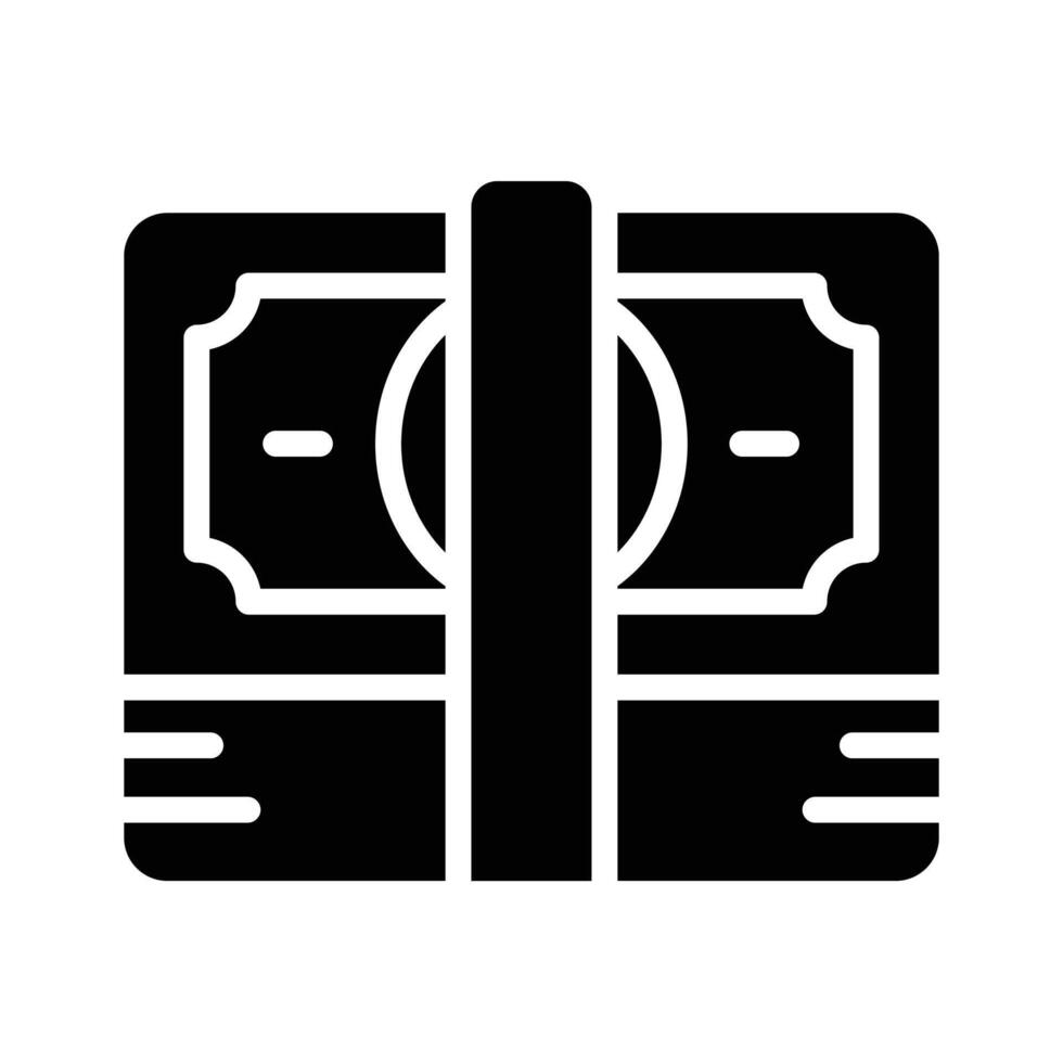 A filled style icon showing layered money stack vector