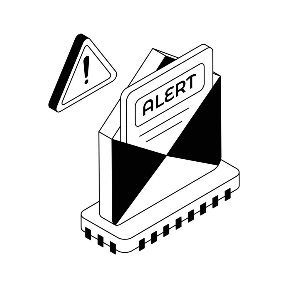 Grab this isometric icon of urgent mail alert warning. vector