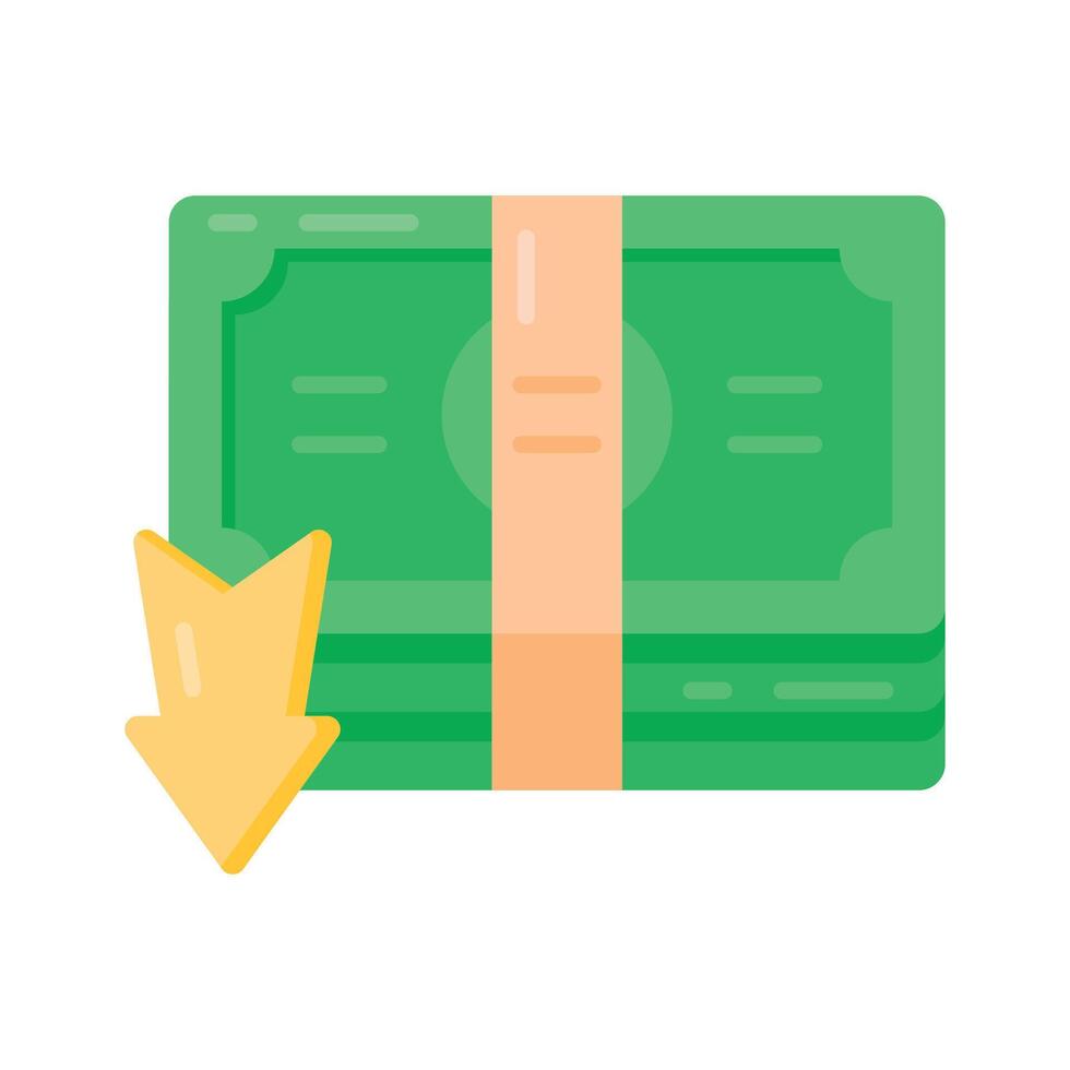 Grab this flat icon of investment loss with downward arrow vector