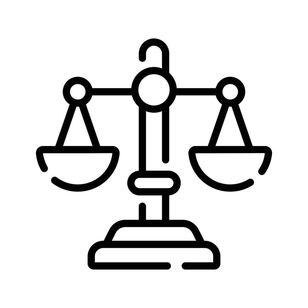 A outline style icon of balanced law scale, easy to edit vector