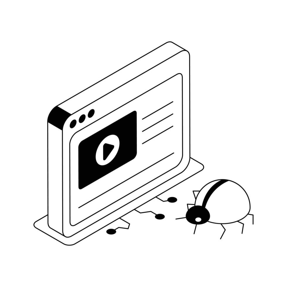 Well crafted isometric icon showing website bug in action. vector