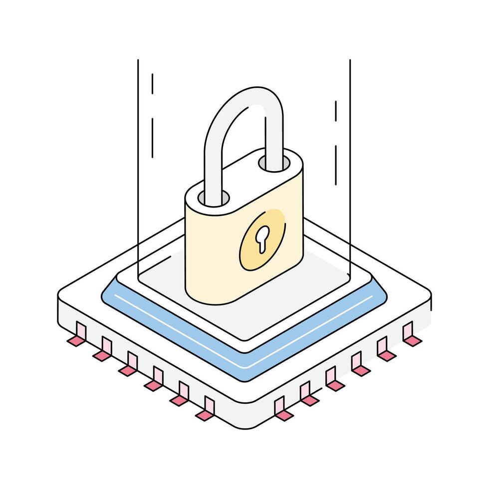 Visually engaging isometric icon showing security hologram projection vector