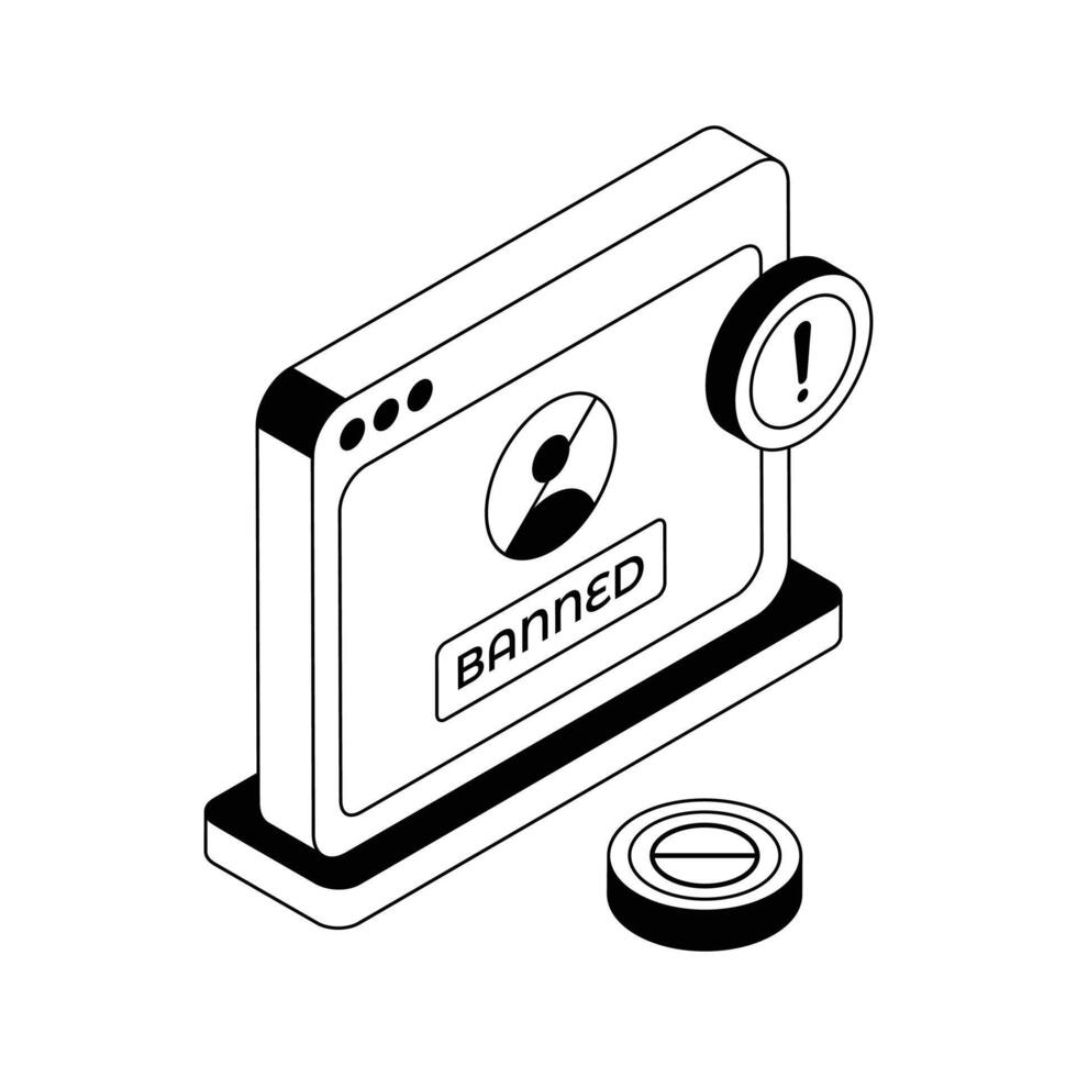 Grab this isometric icon showing restricted web banned content. vector