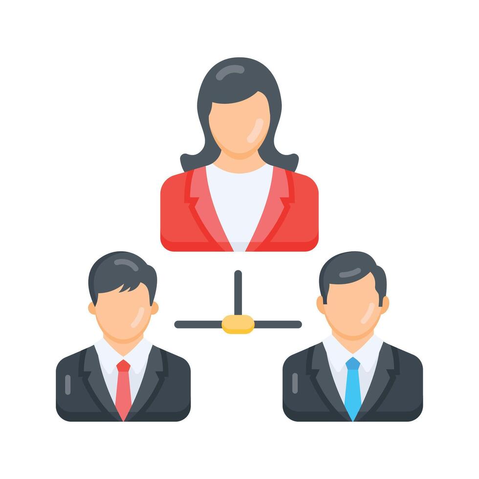 A flat icon showing organizational hierarchy in tiered layout vector