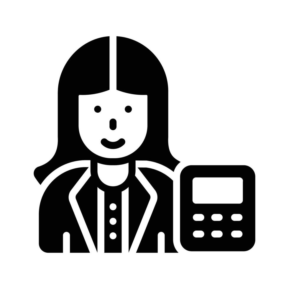 A glyph style icon of female accountant working vector