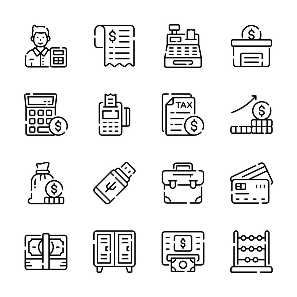 Get this amazing buble showing finance and accounting line icons vector