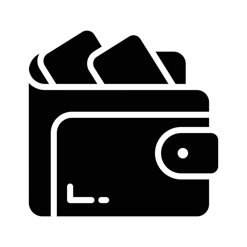 A filled style icon of a leather wallet filled with money vector