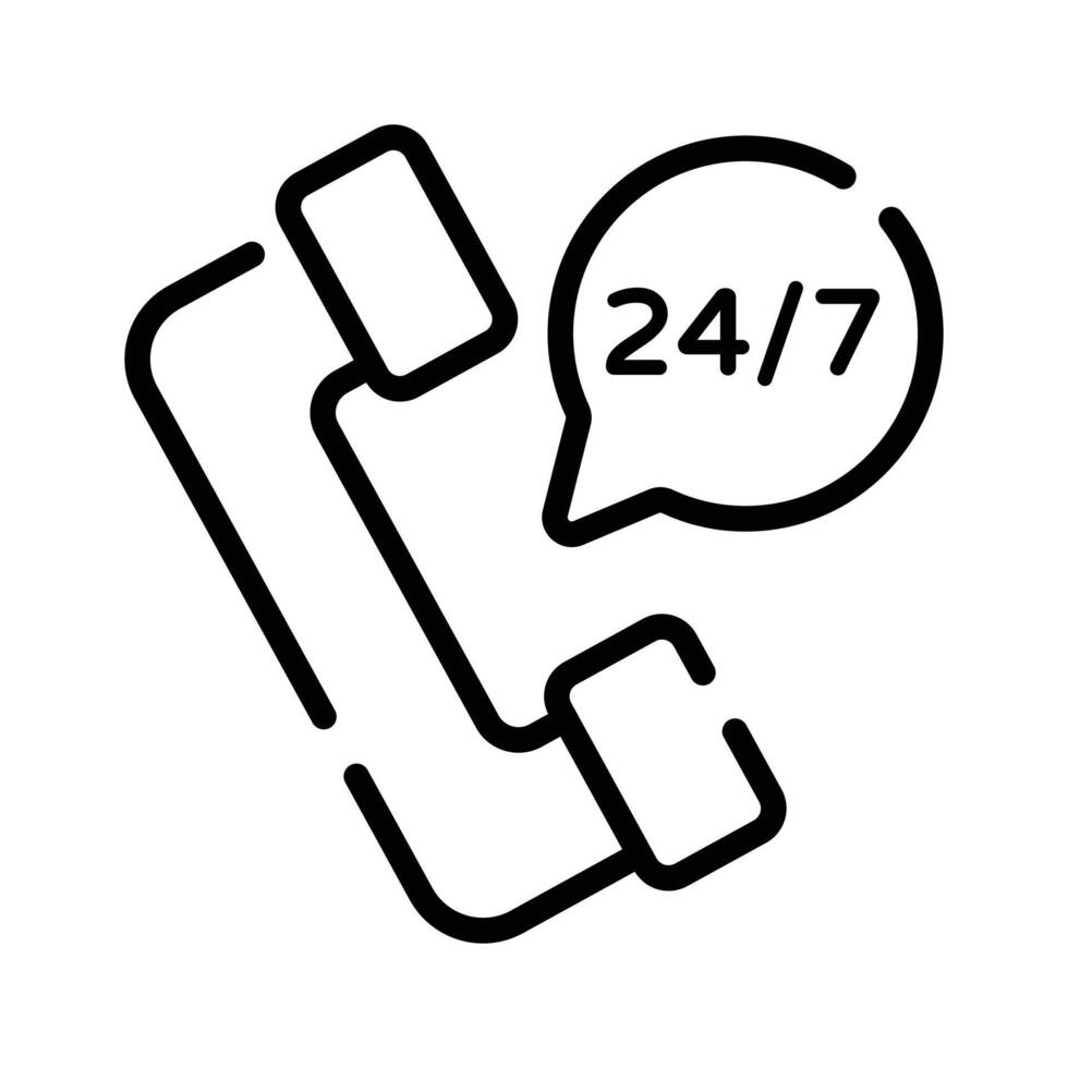 A outline style icon showing customer support phone call vector