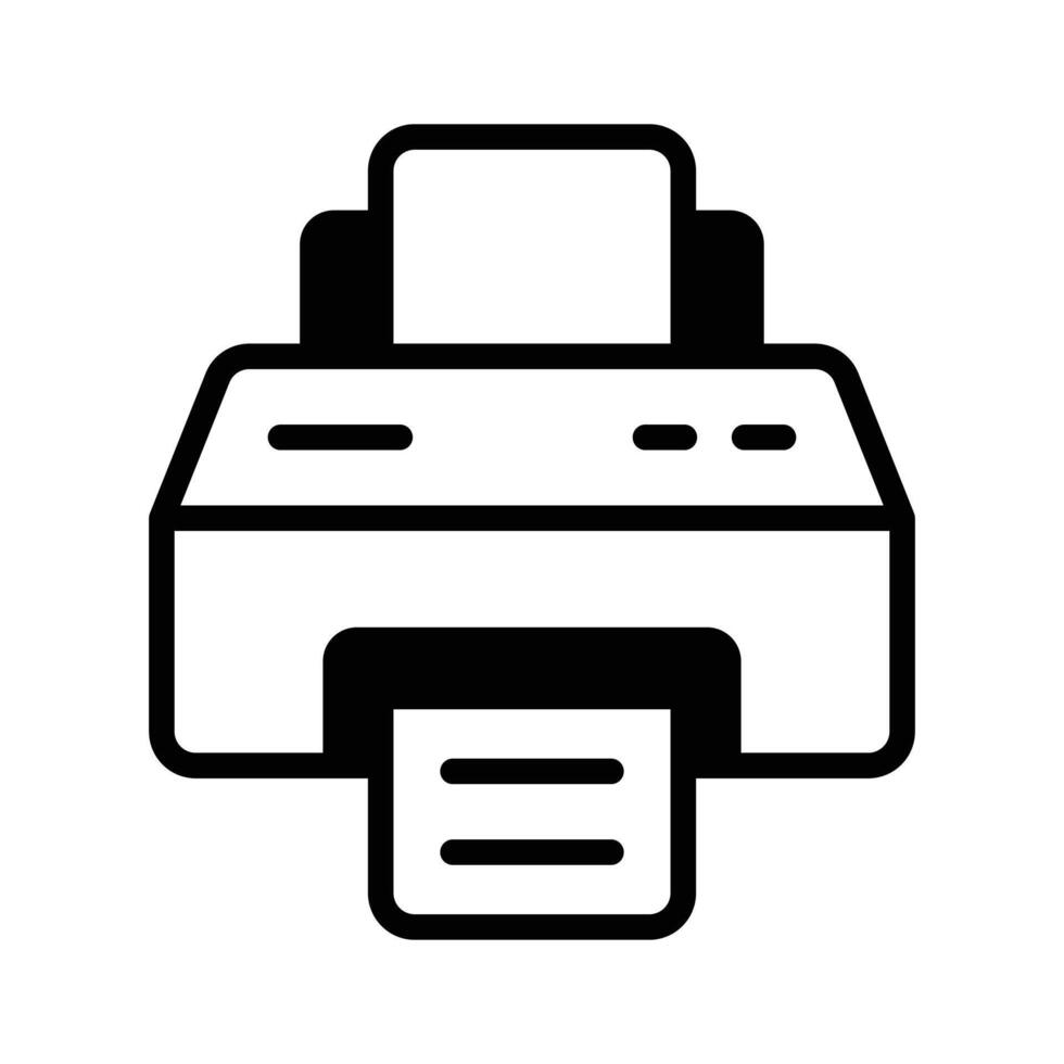 A glyph style icon showing modern office printer. vector