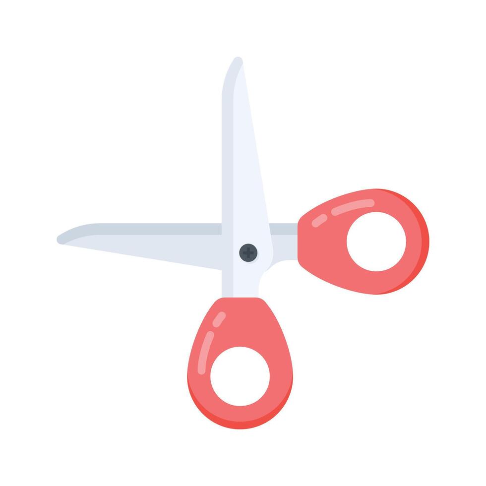 A flat icon showing scissors cutting with sharp blades vector