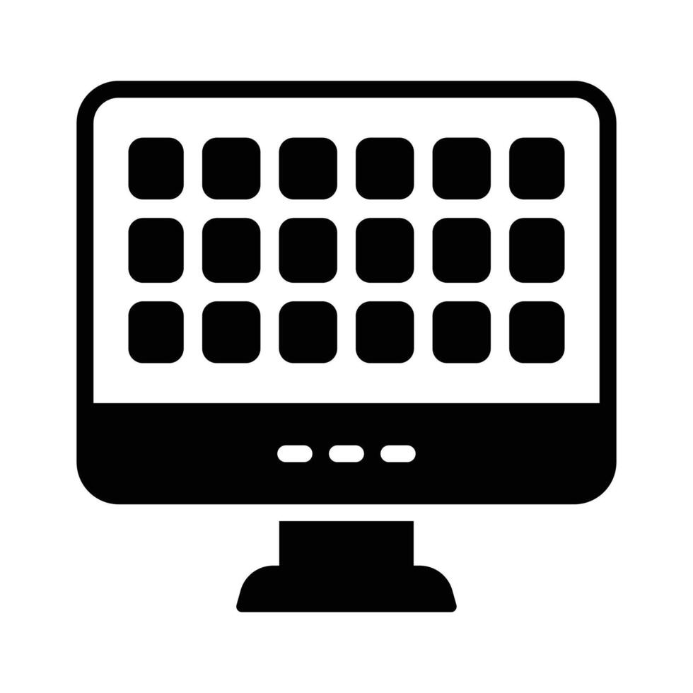 A filled style icon showing desktop screen vector