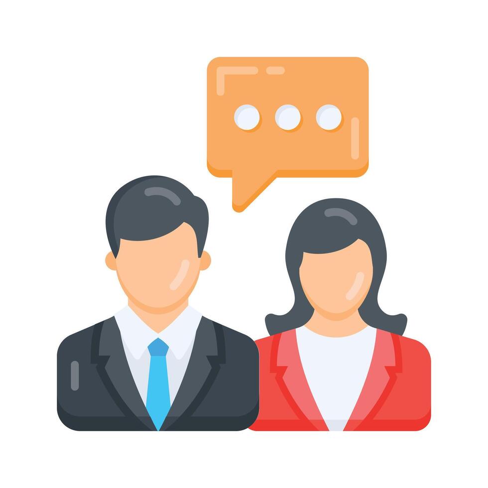 A flat icon showing employee discussion vector