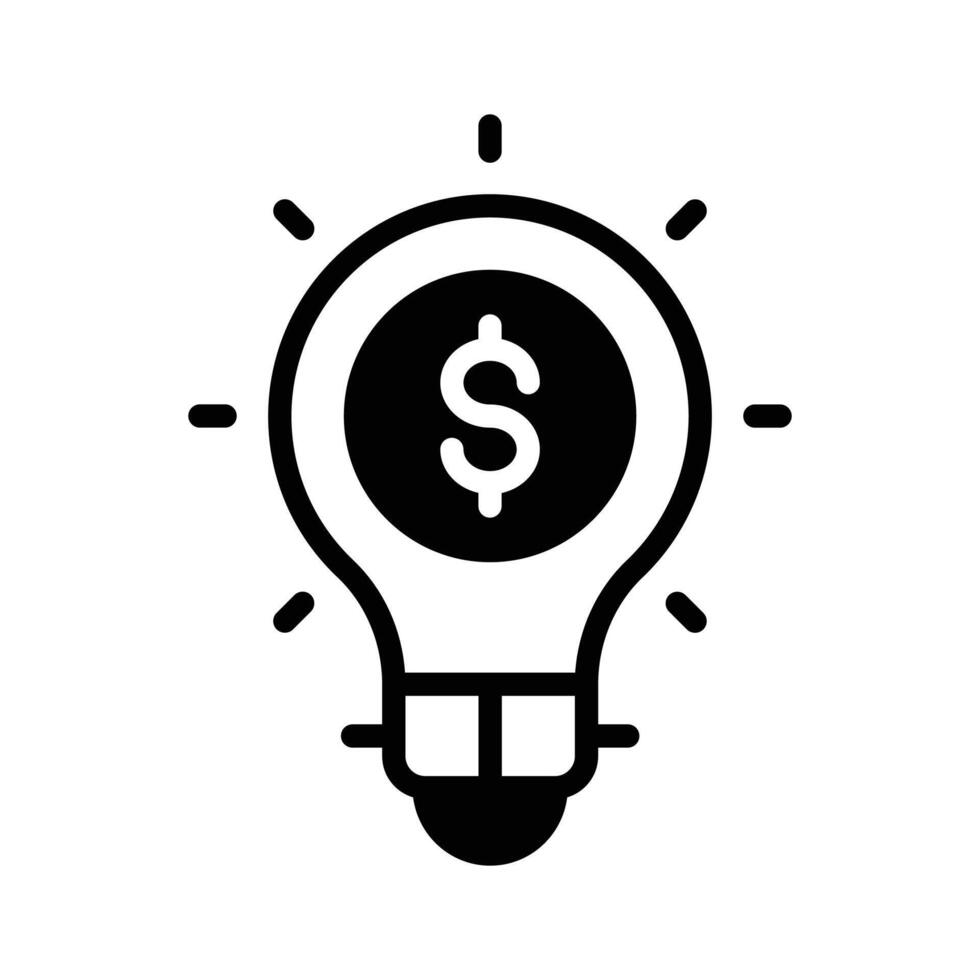 A glyph style icon depicting financial idea bulb. vector