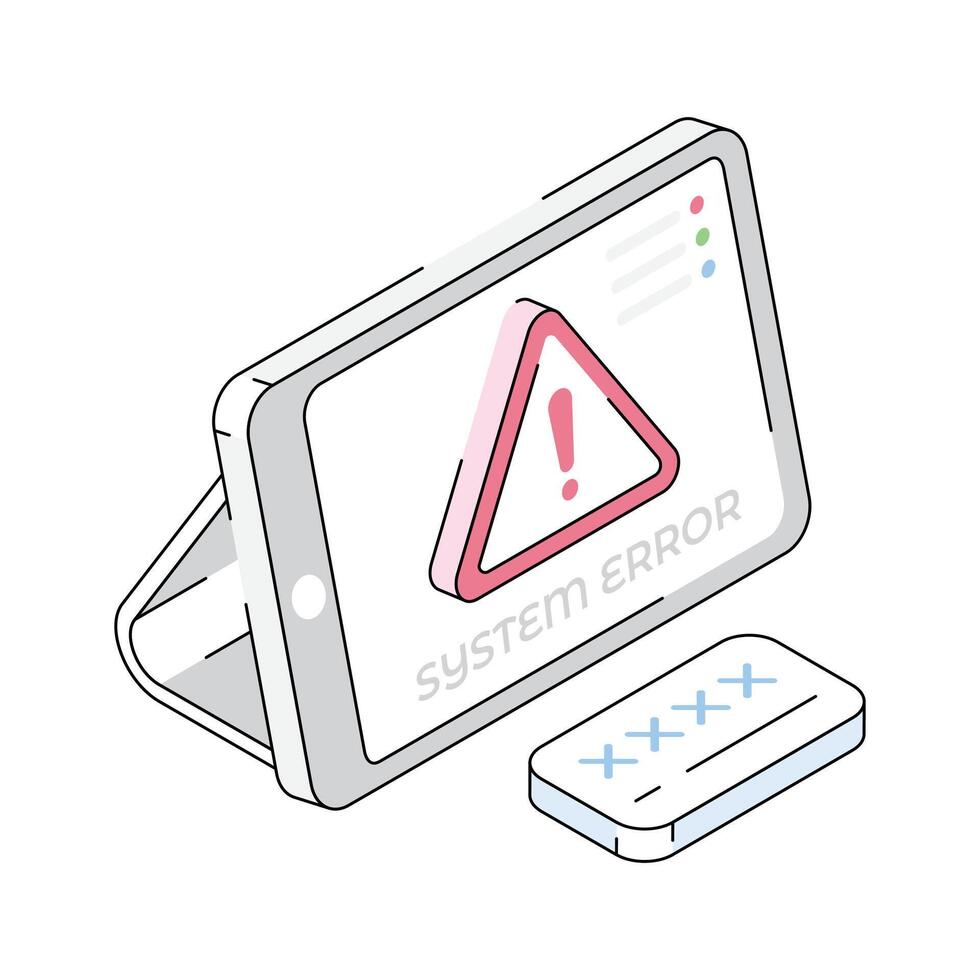 An amazing isometric icon representing system error issue vector