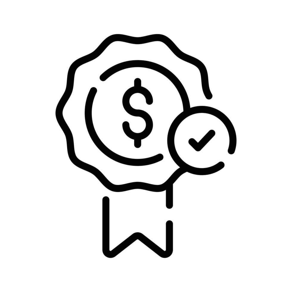 A outline style icon of financial achievement badge vector