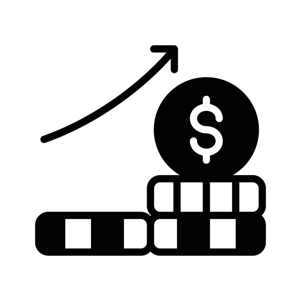 A glyph style icon of profit rising chart. vector