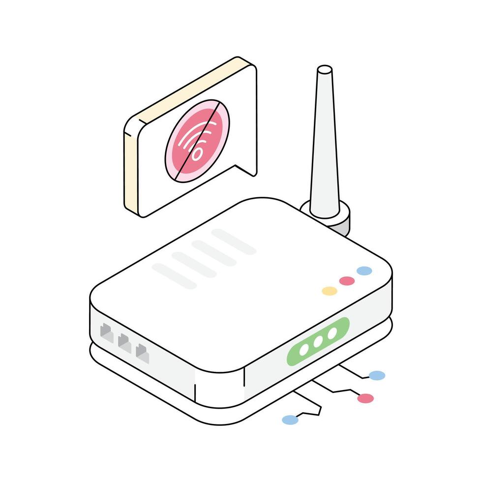 Premium isometric outline icon of advanced router device setup vector