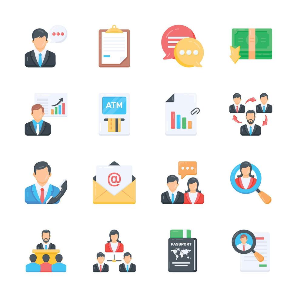 Grab this premium bundle of business services flat style icons vector