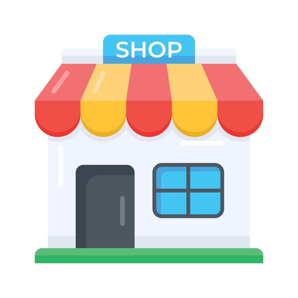 Check out this flat icon of storefront with signage vector