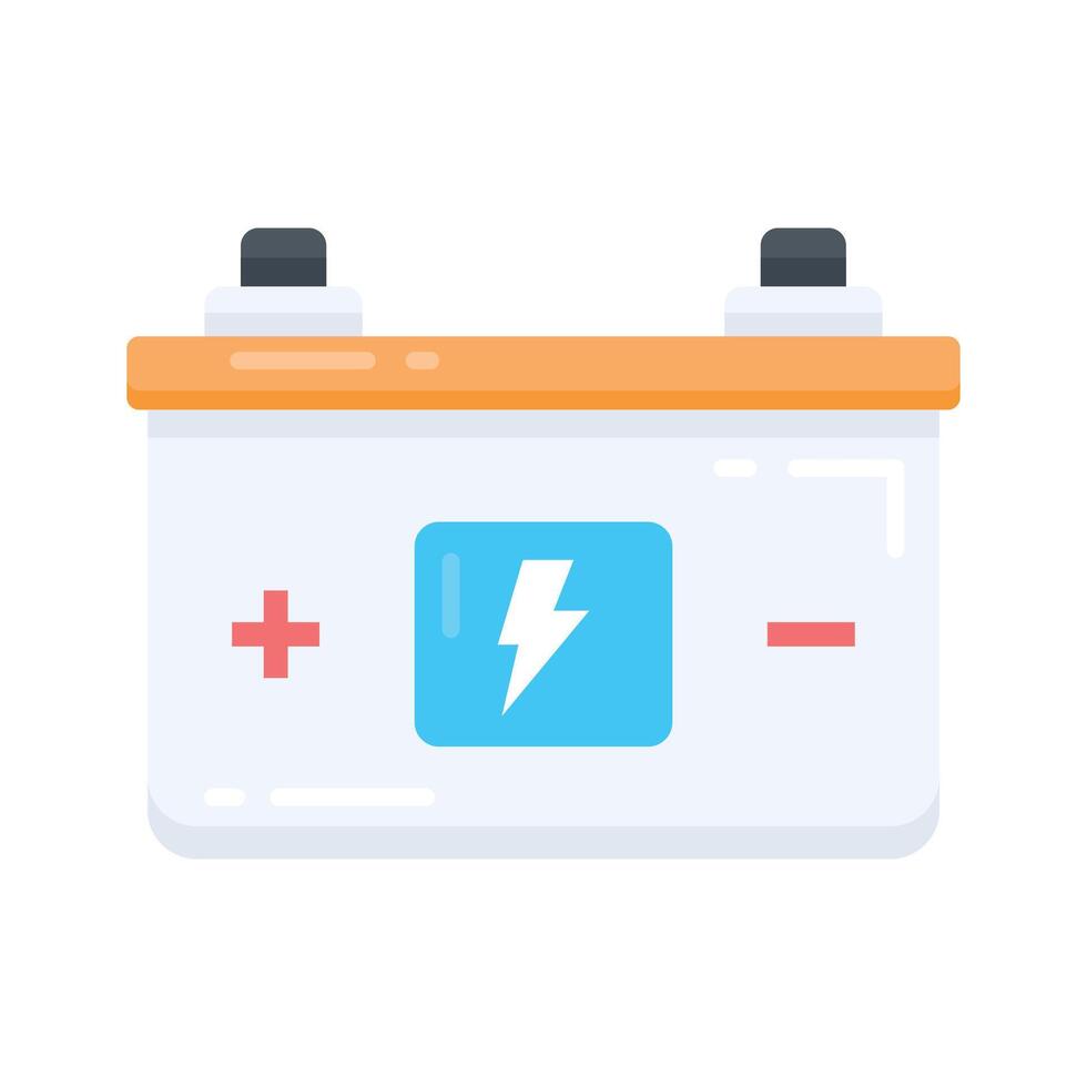 A premium flat icon of car battery with terminals vector