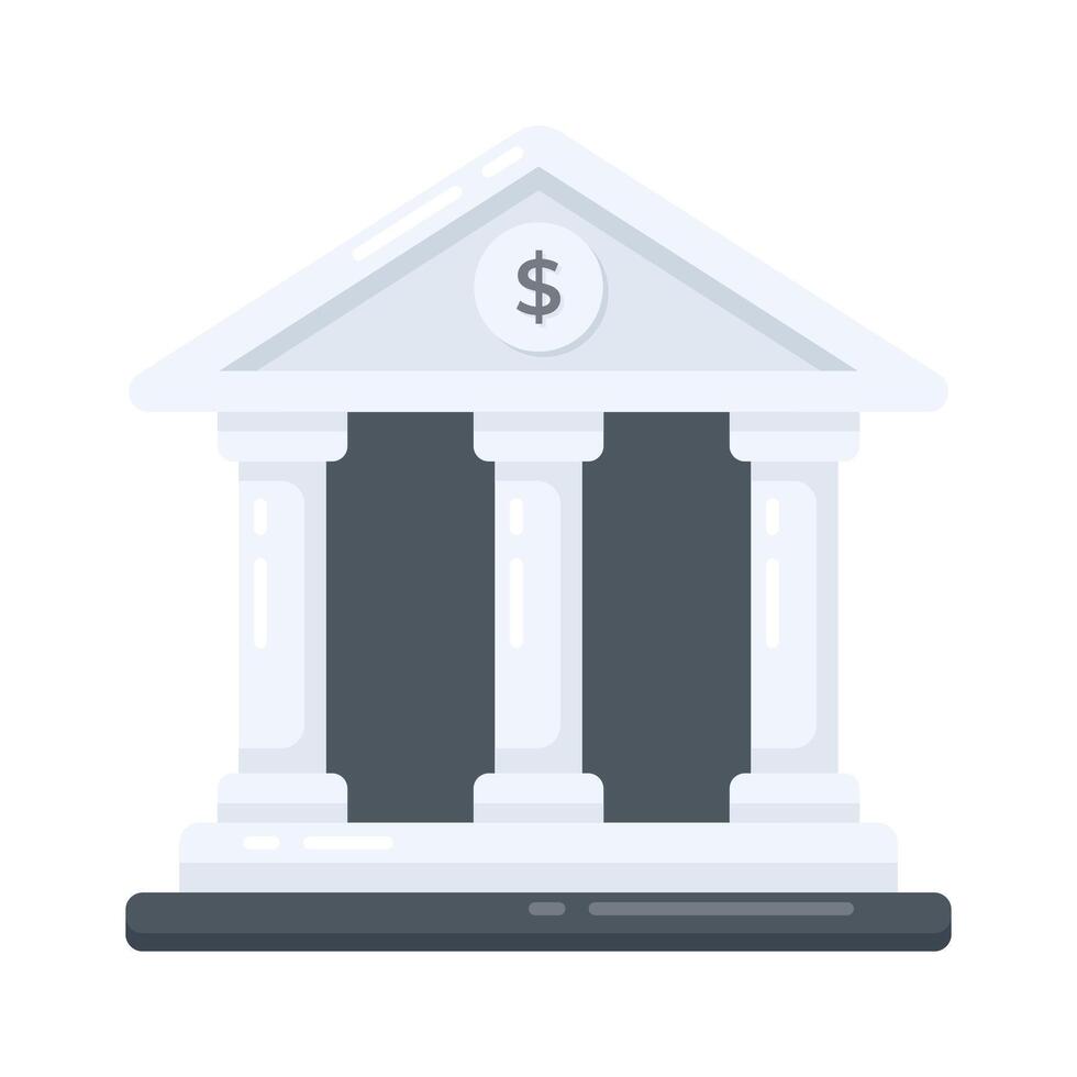 Check out this flat icon showing bank building with pillars vector