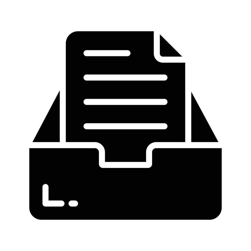 A solid style icon showing organized file drawer vector