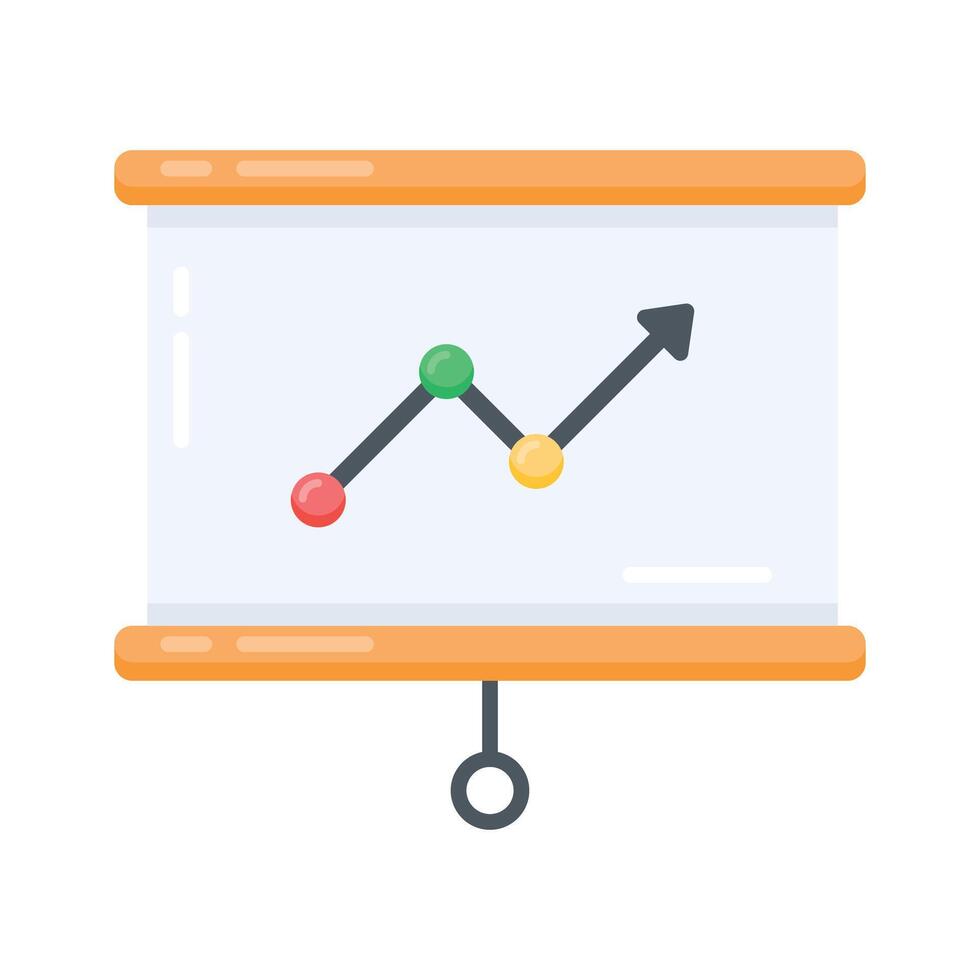 A flat icon showing business presentation with charts and data vector