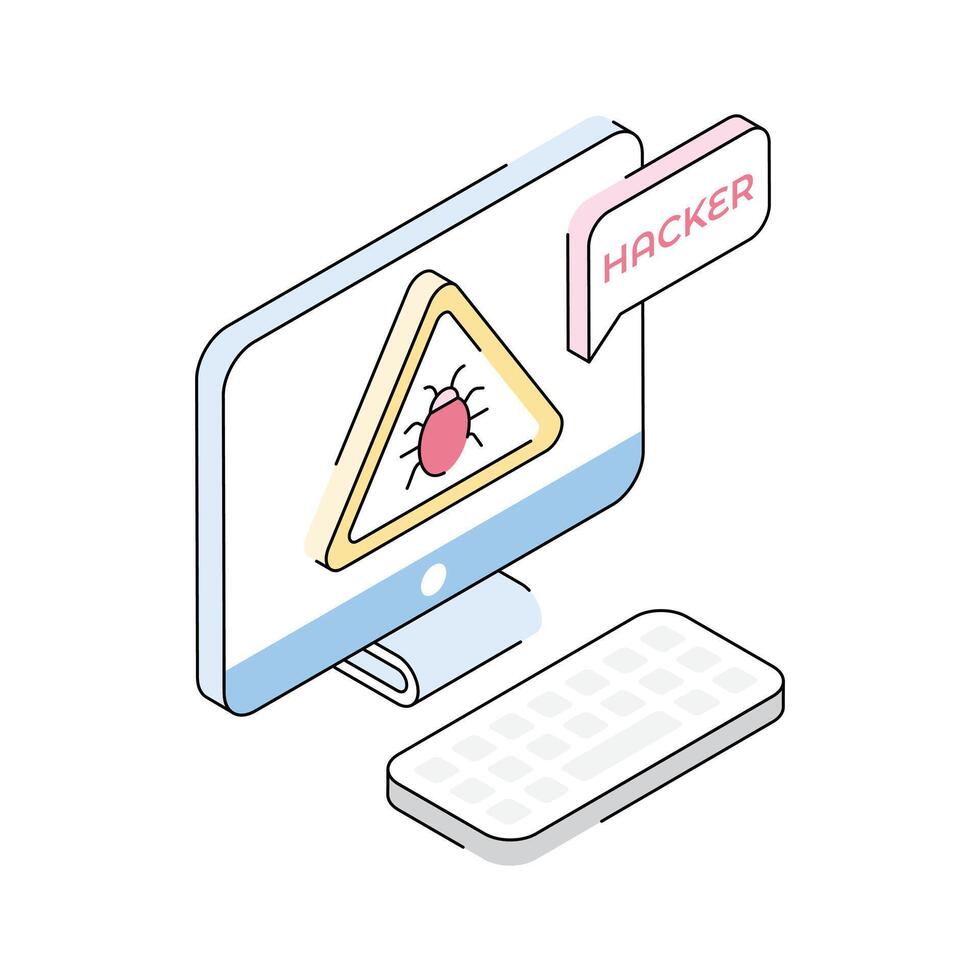 An isometric icon clearly showing a system bug error vector