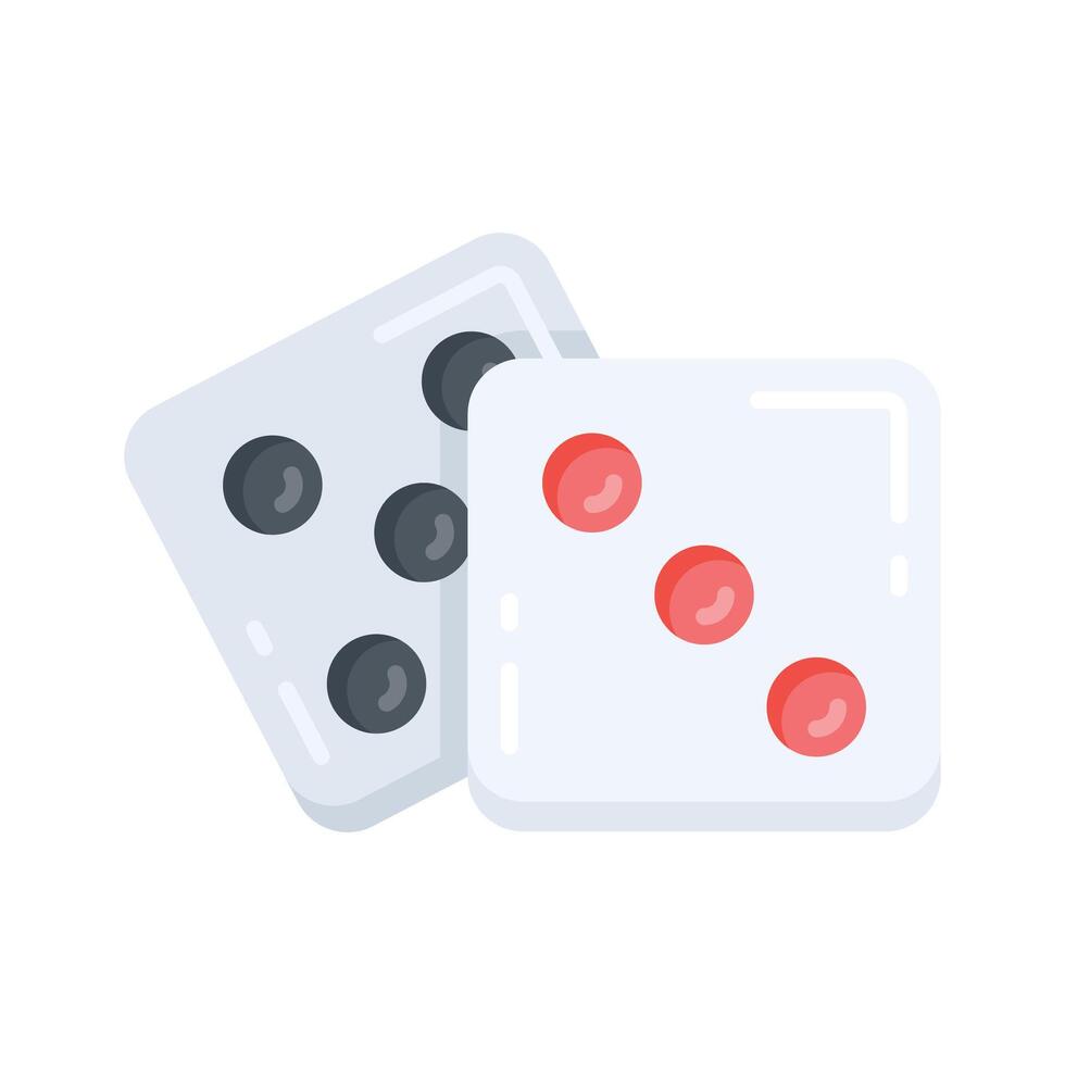 A flat icon featuring rolling dice with numbers vector
