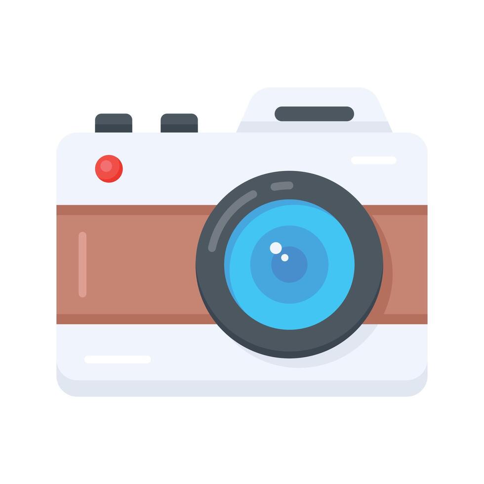 A flat style icon of digital camera for modern photography vector