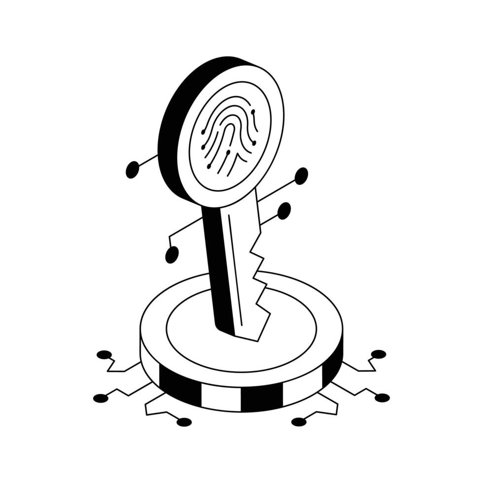 A modern isometric icon showing biometric access. vector
