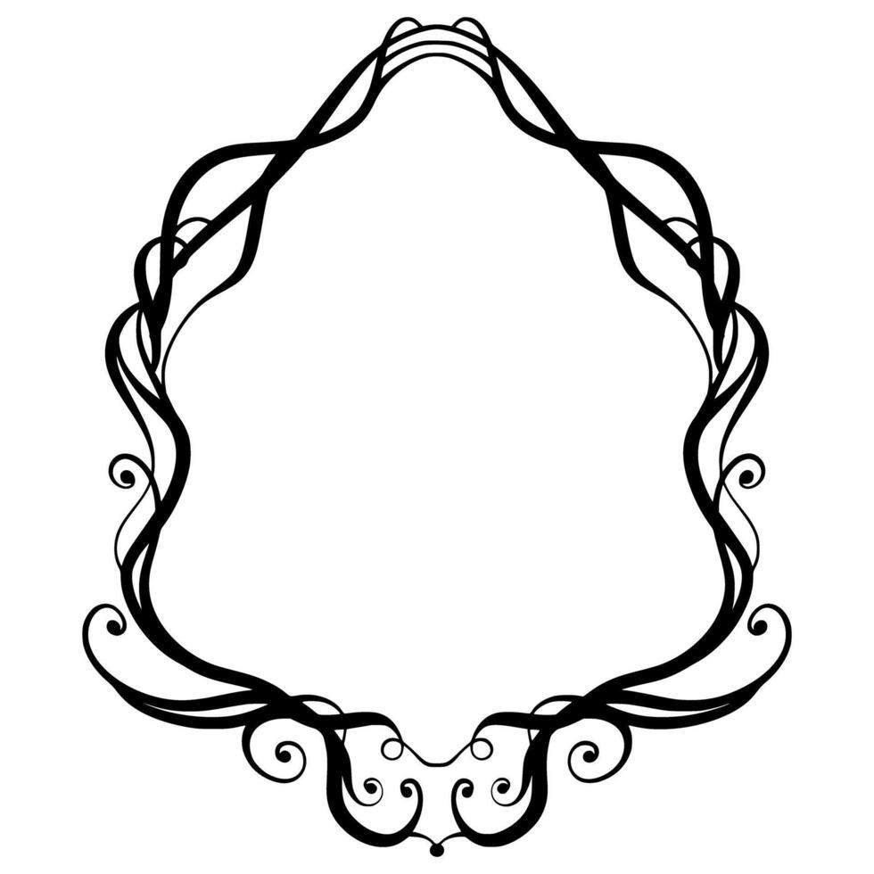 A black and white ornate frame with swirls vector