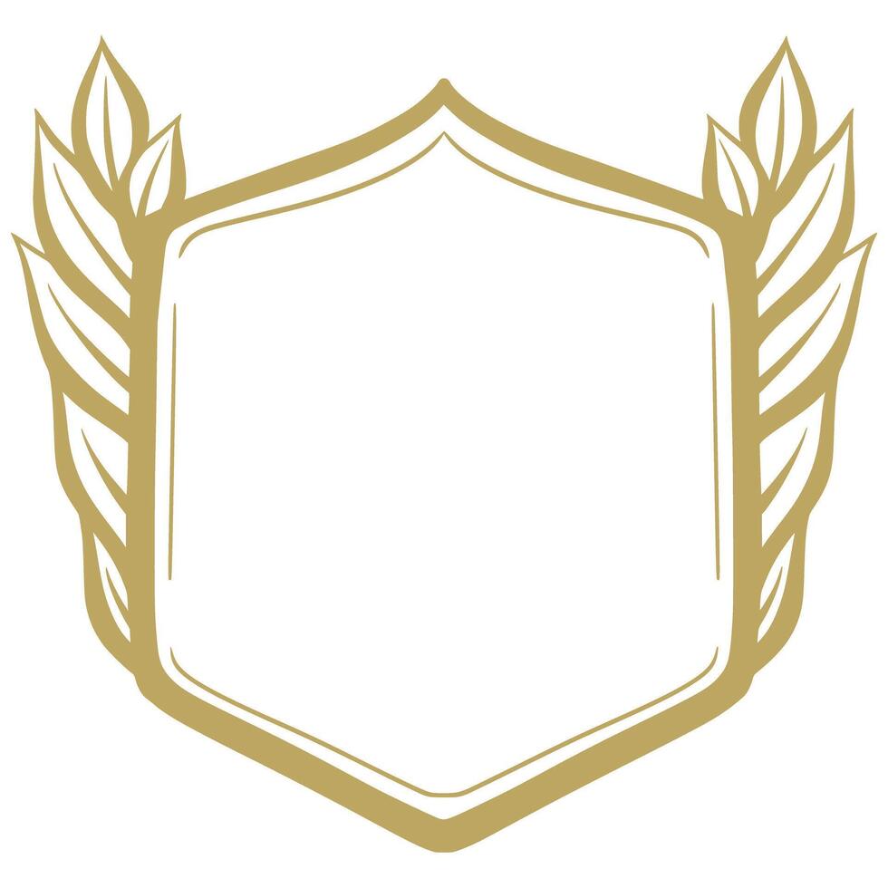 Golden shield with laurel leaves vector